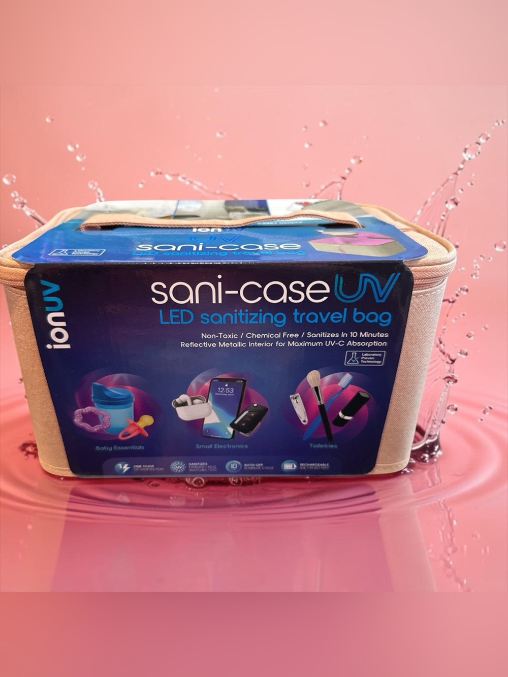 Pink Sani-Case UV LED Sanitizing Travel Bag